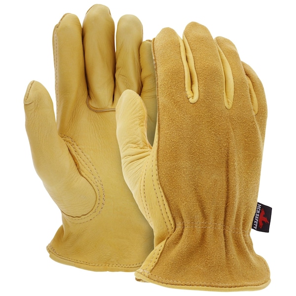 Mcr Safety Leather Drivers Gloves, Slip-On, Keystone Thumb, Gunn Cut, Gold, 3XL 12 PK 3505XXXL - main